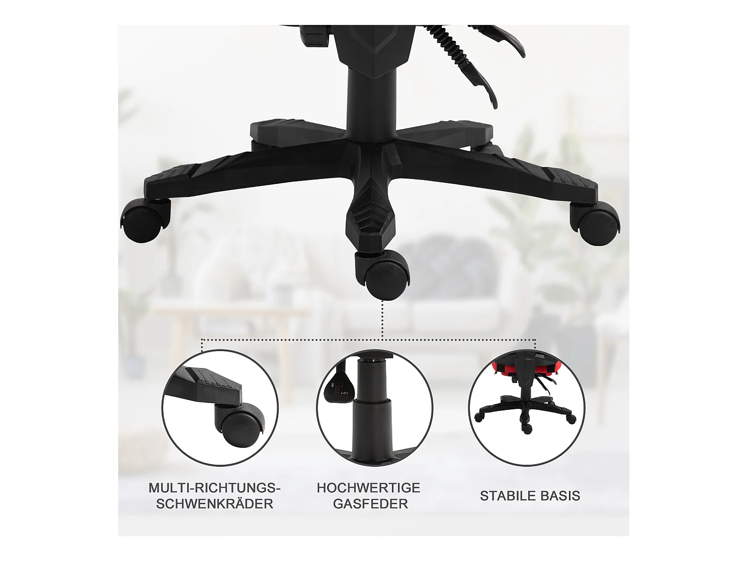 Fauteuil gaming ergonomique avec repose-pieds, hauteur réglable, polyester noir et rouge (58x63x122cm)