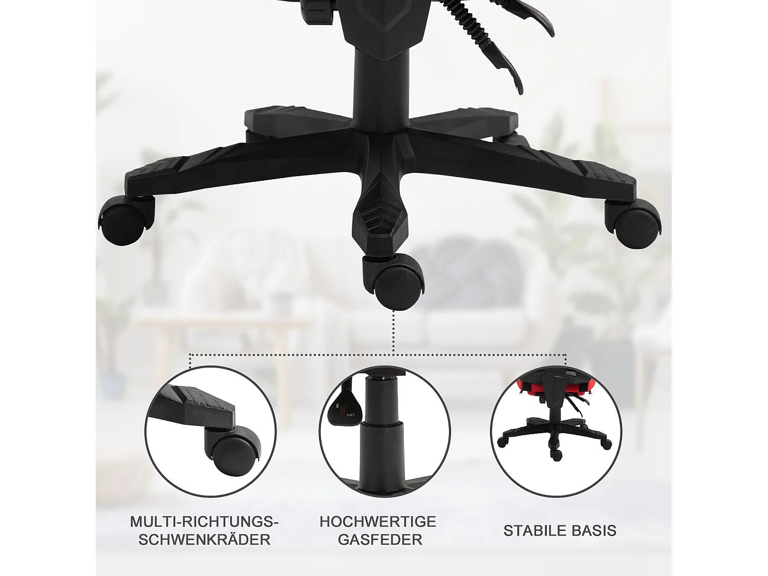 Fauteuil gaming ergonomique avec repose-pieds, hauteur réglable, polyester noir et rouge (58x63x122cm)