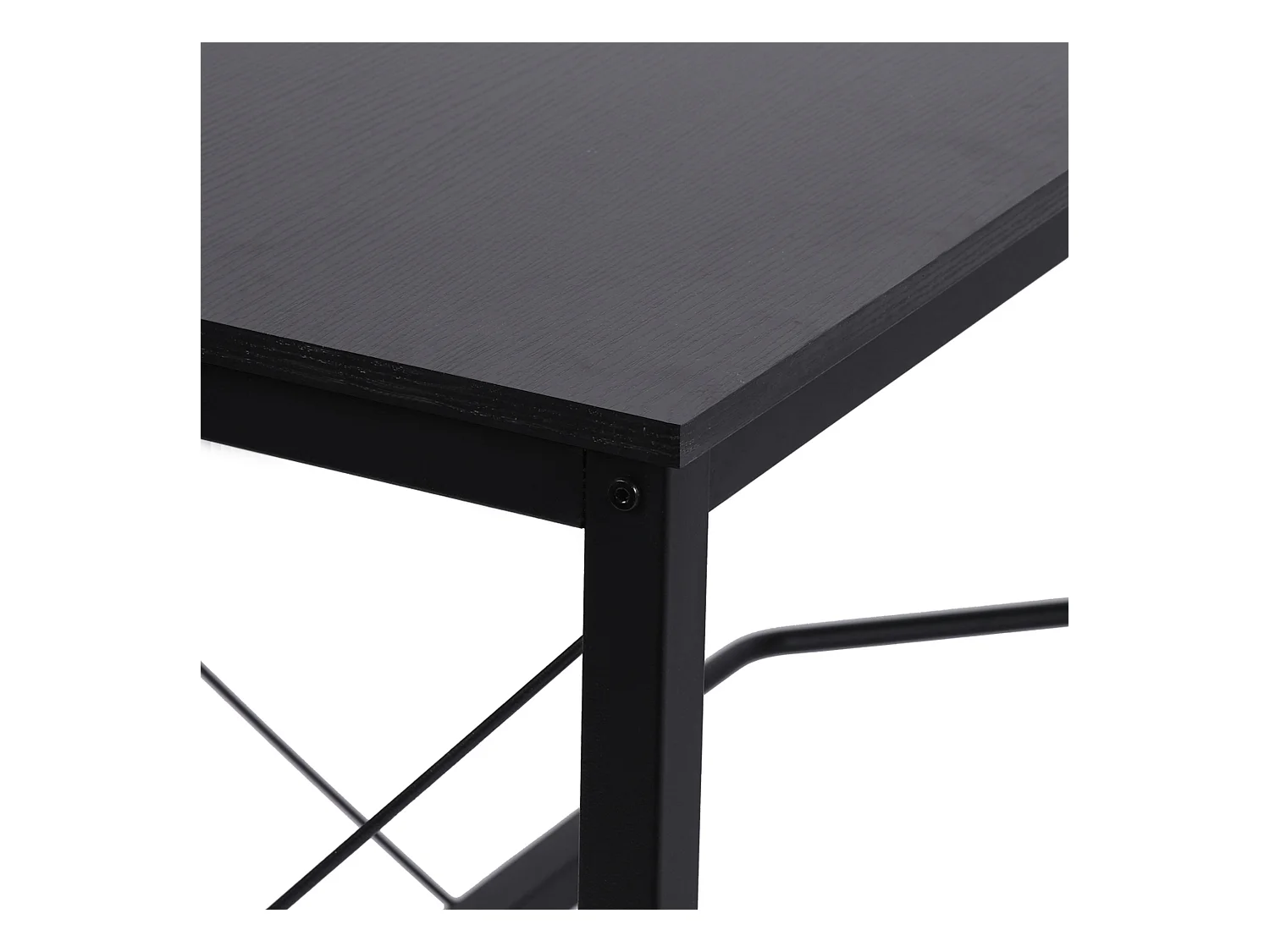 Bureau d'angle L-forme, avec étagère, métal et MDF, noir (150x150x76.5 cm)