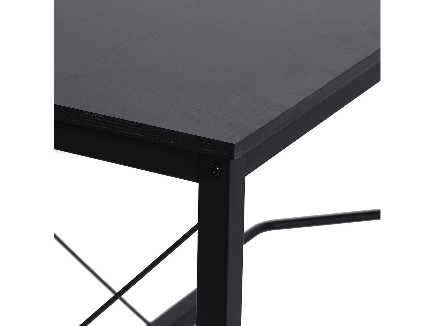 Bureau d'angle L-forme, avec étagère, métal et MDF, noir (150x150x76.5 cm)