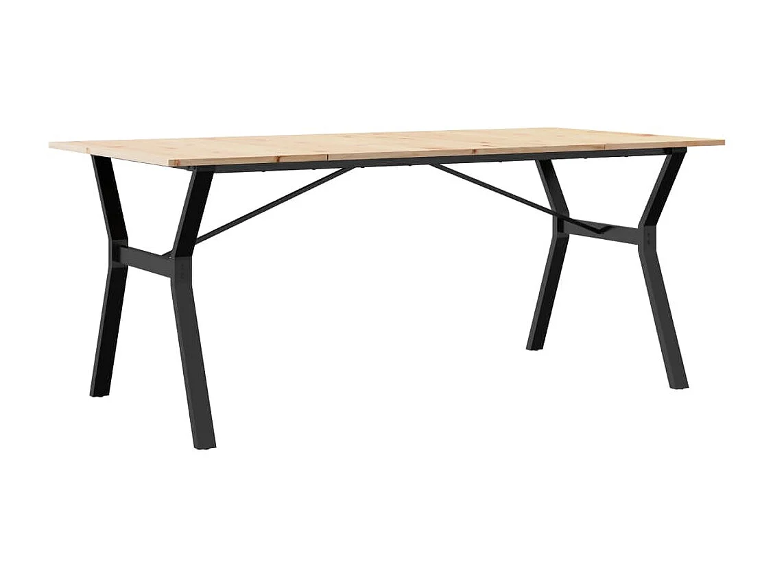 Mesa de comedor con estructura en Y 180x90x75 cm madera maciza de pino acero