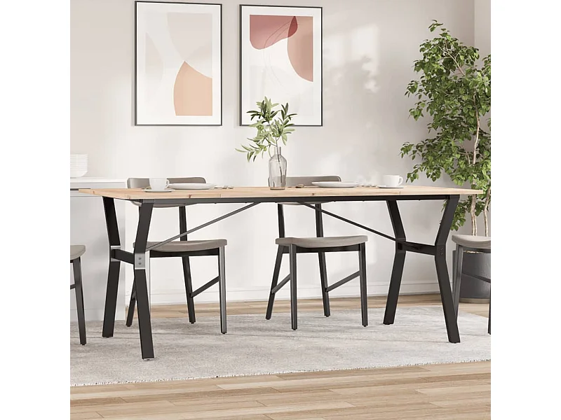 Mesa de comedor con estructura en Y 180x90x75 cm madera maciza de pino acero
