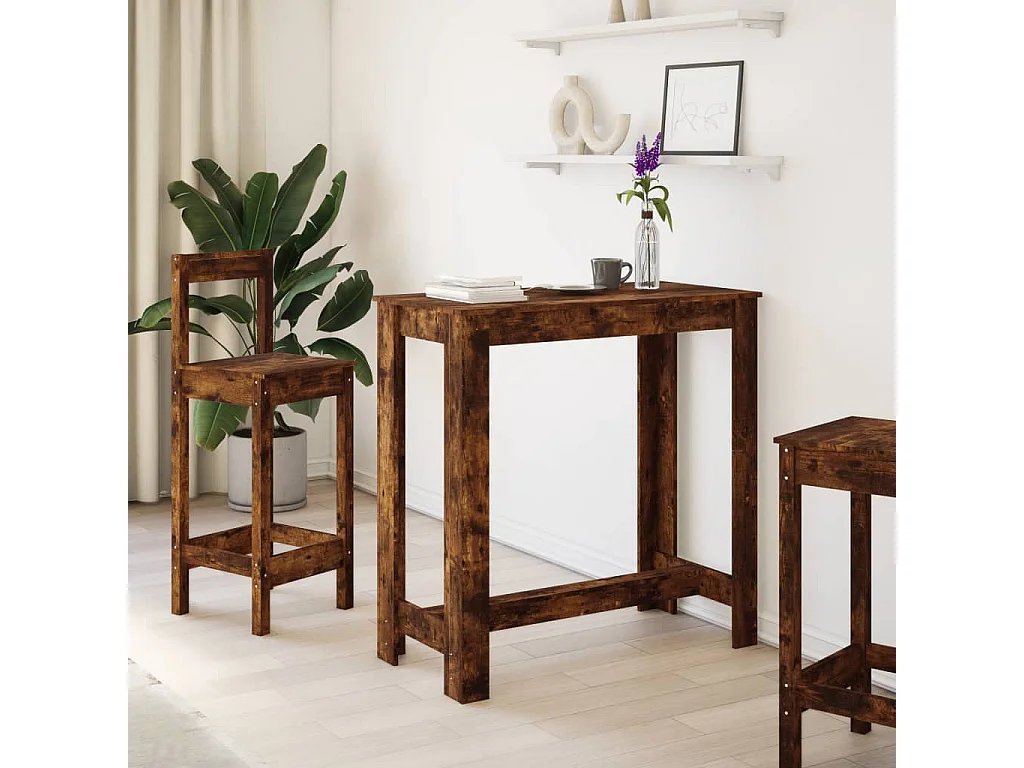 Mesa de bar de roble ahumado 102x50x103,5 cm madera de ingeniería