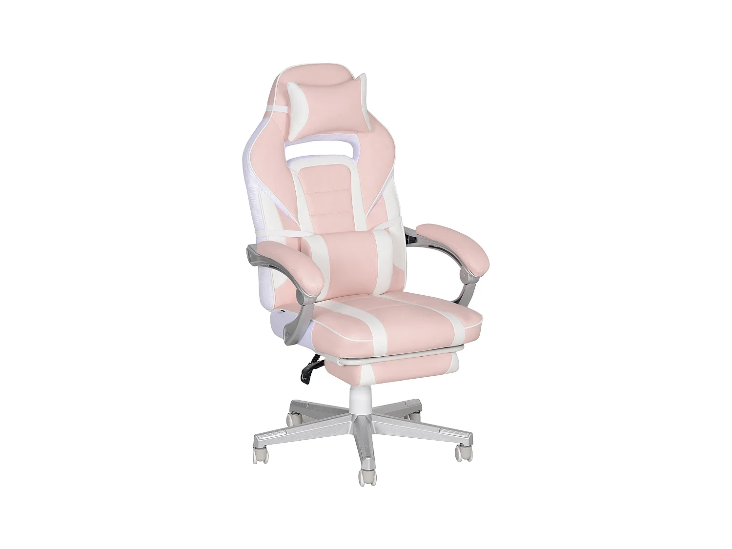 Fauteuil gaming avec repose-pieds, hauteur réglable, cuir synthétique, rose (63x63x123 cm)