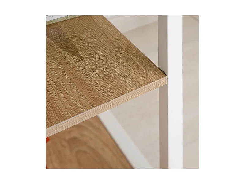 Table pliante mobile, avec étagère, MDF, naturel, 107x55x76 cm, avec roulettes, pour bureau et espace de travail