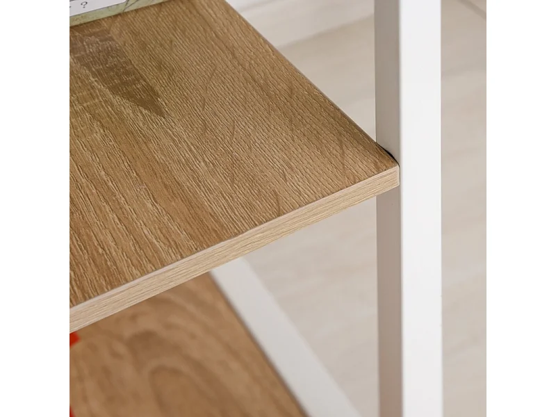 Table pliante mobile, avec étagère, MDF, naturel, 107x55x76 cm, avec roulettes, pour bureau et espace de travail