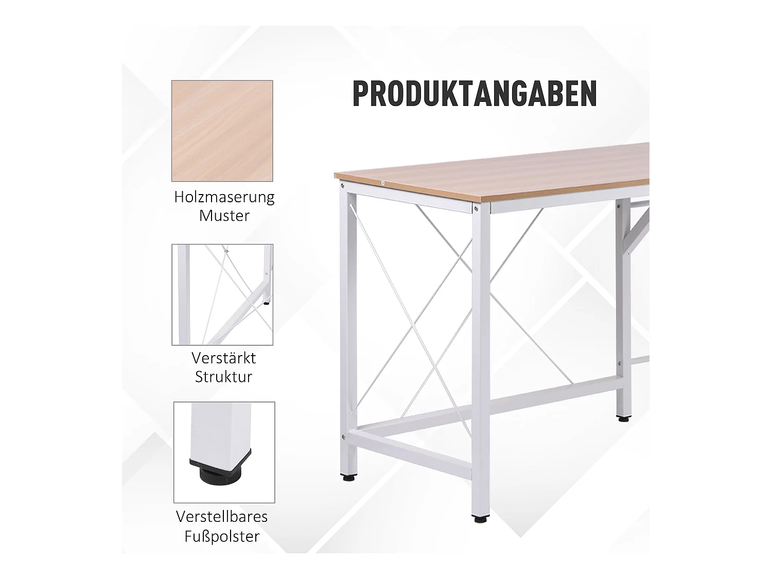 Bureau d'angle L-forme, MDF, couleur naturelle (150x150x76 cm)