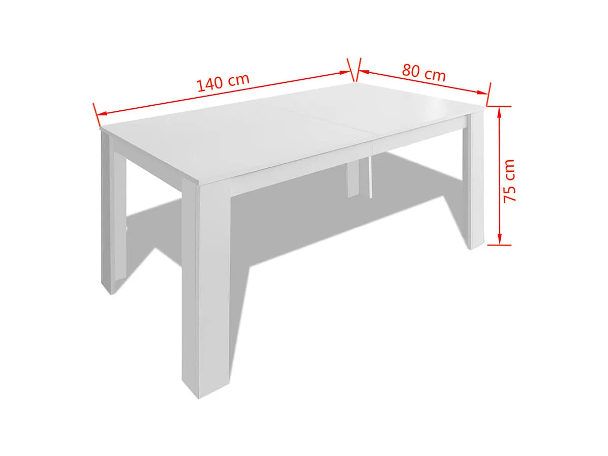 Eettafel 140x80x75 cm wit