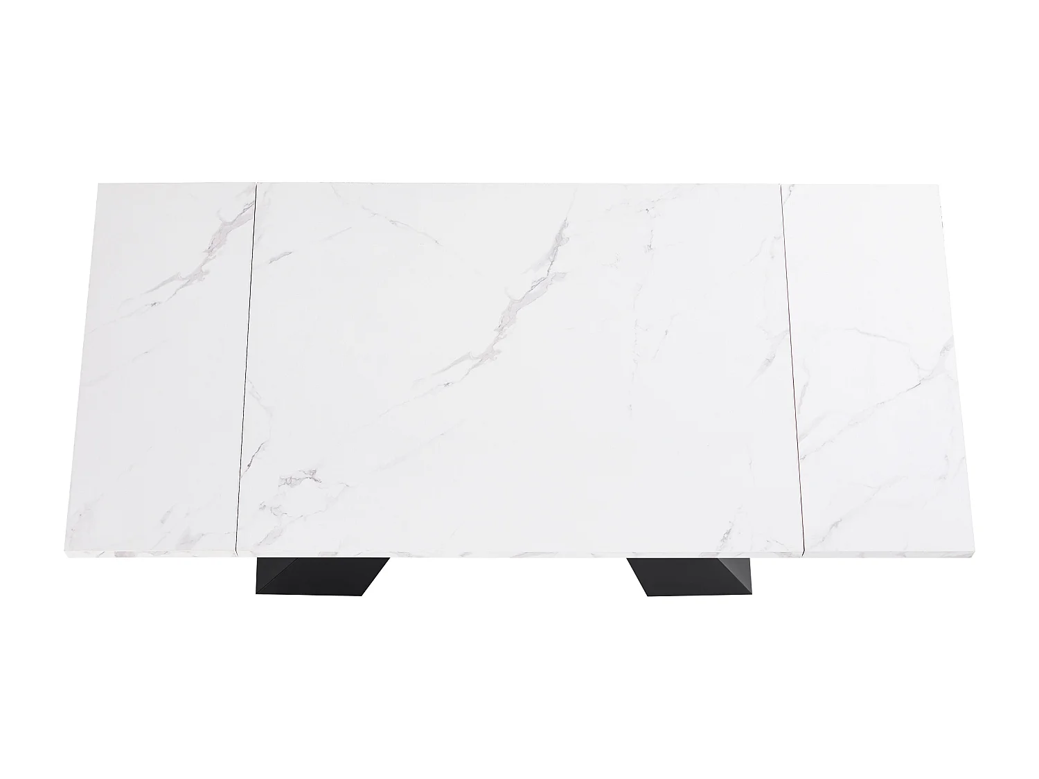 Uitschuifbare tafel (99-159×74 cm), eettafel, MDF en metaal, wit en zwart (99-159×74×77 cm)