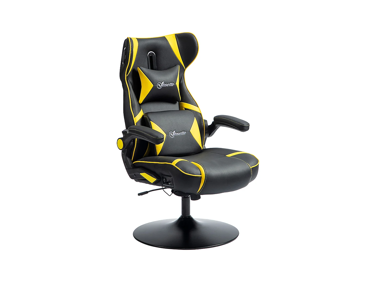 Fauteuil gamer avec fonction bascule, hautement réglable, cuir PU, noir et jaune (69x73x118 cm)