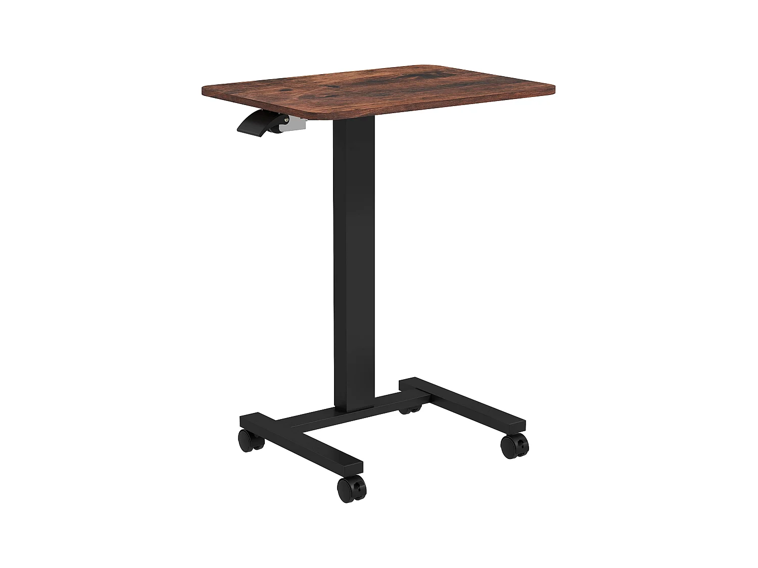 Table de travail réglable en hauteur, avec 4 roulettes, 2 freins, Panneau de particules, Rustique-Brun (65x48x108 cm)