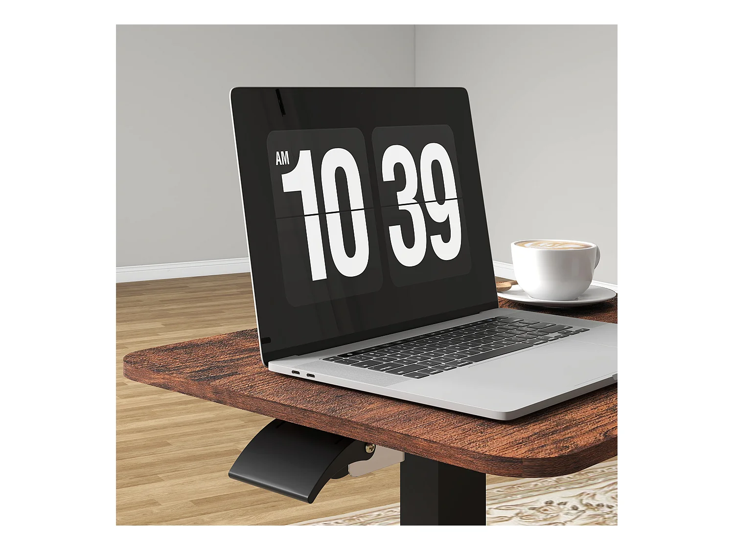 Table de travail réglable en hauteur, avec 4 roulettes, 2 freins, Panneau de particules, Rustique-Brun (65x48x108 cm)