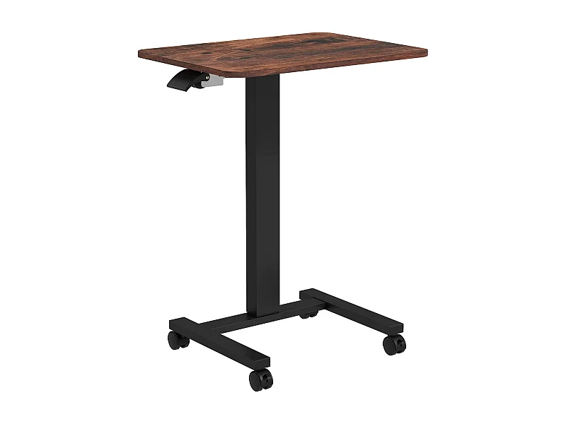 Table de travail réglable en hauteur, avec 4 roulettes, 2 freins, Panneau de particules, Rustique-Brun (65x48x108 cm)