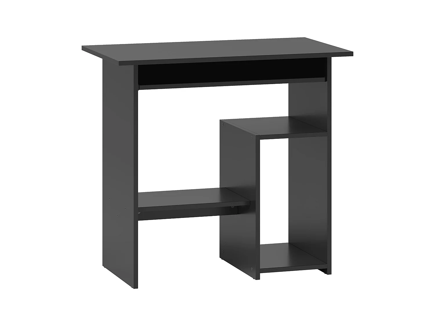 Bureau informatique avec étagères ouvertes et rangement, table de travail, pour bureau ou chambre, contreplaqué, noir (80x45x75 cm)