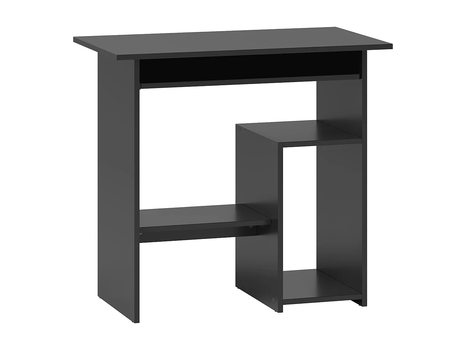 Bureau informatique avec étagères ouvertes et rangement, table de travail, pour bureau ou chambre, contreplaqué, noir (80x45x75 cm)