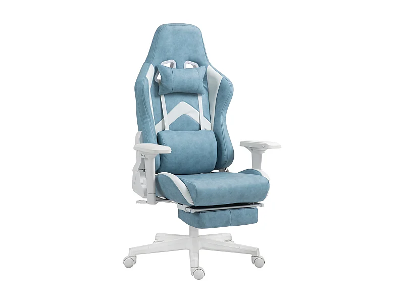 Silla de oficina ergonómica con función reclinable, piel sintética, azul (74x73x129 cm)