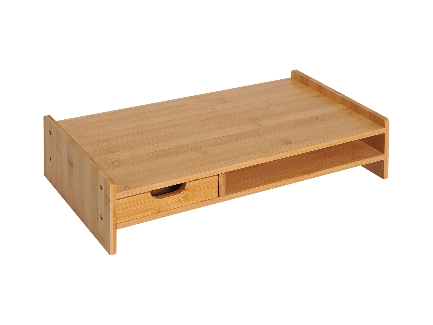 Support de moniteur avec rangement, en bois, naturel (49x25.5x11.5 cm)