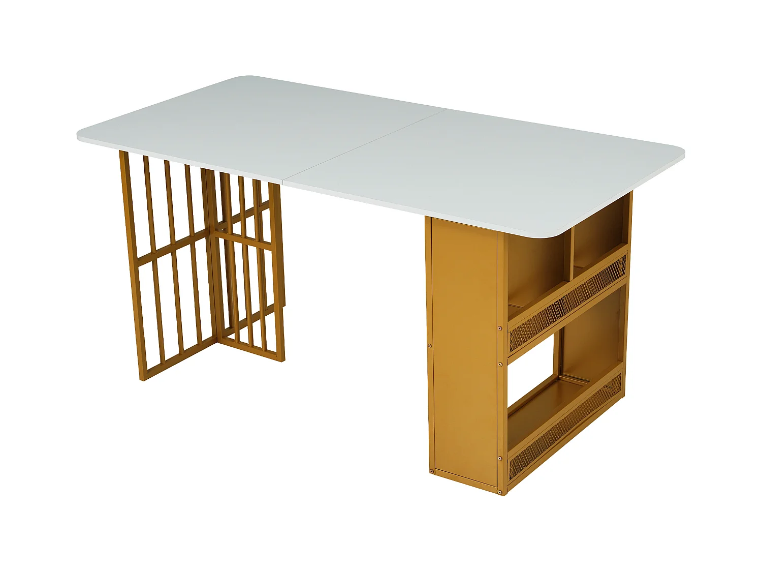 Table à manger extensible, design moderne, bois aggloméré, blanc (110x40x72 cm)
