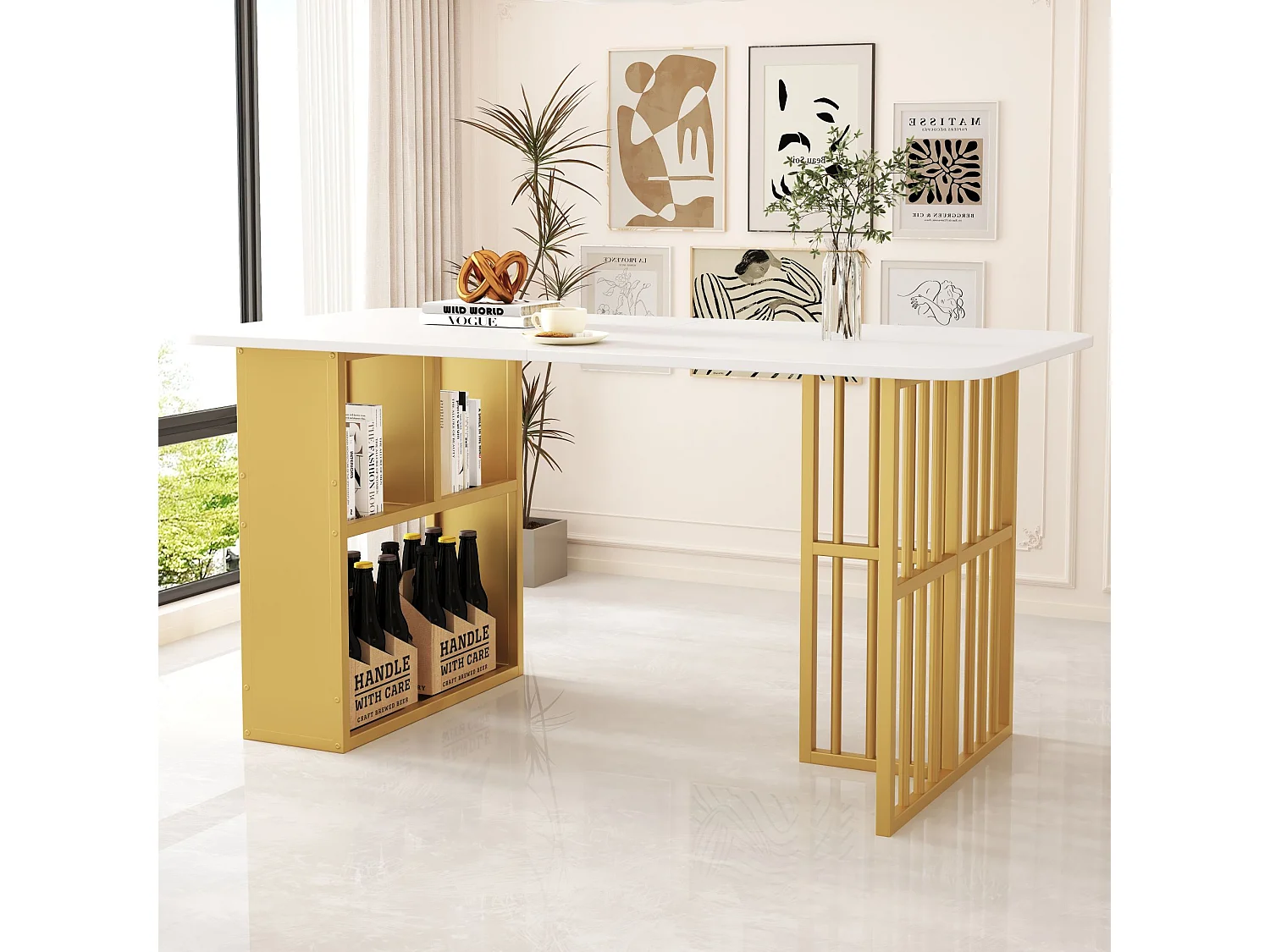 Table à manger extensible, design moderne, bois aggloméré, blanc (110x40x72 cm)