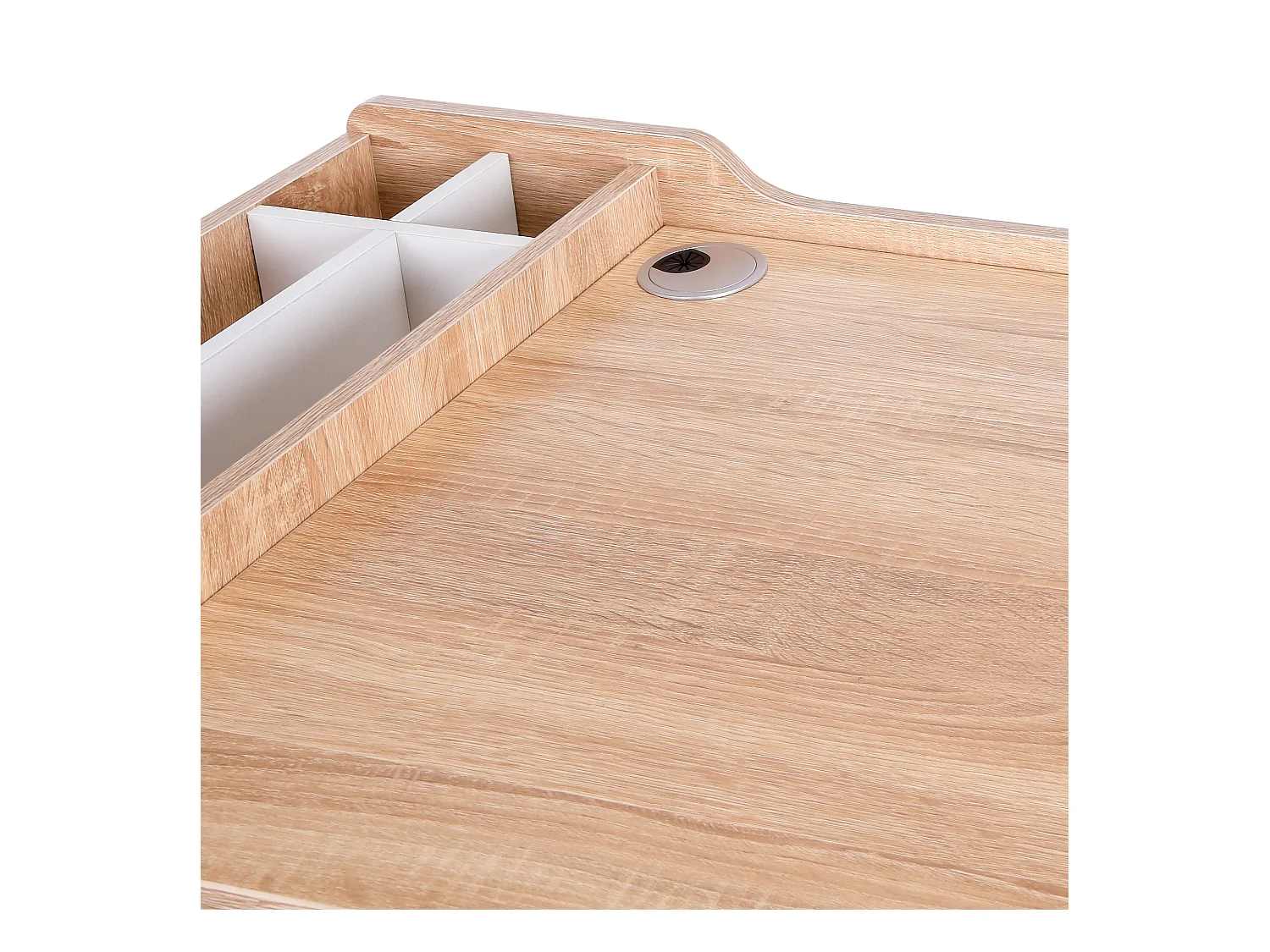 Bureau met lade en planken, MDF en metaal, industriële stijl, natuurlijk hout (100x55x81cm)