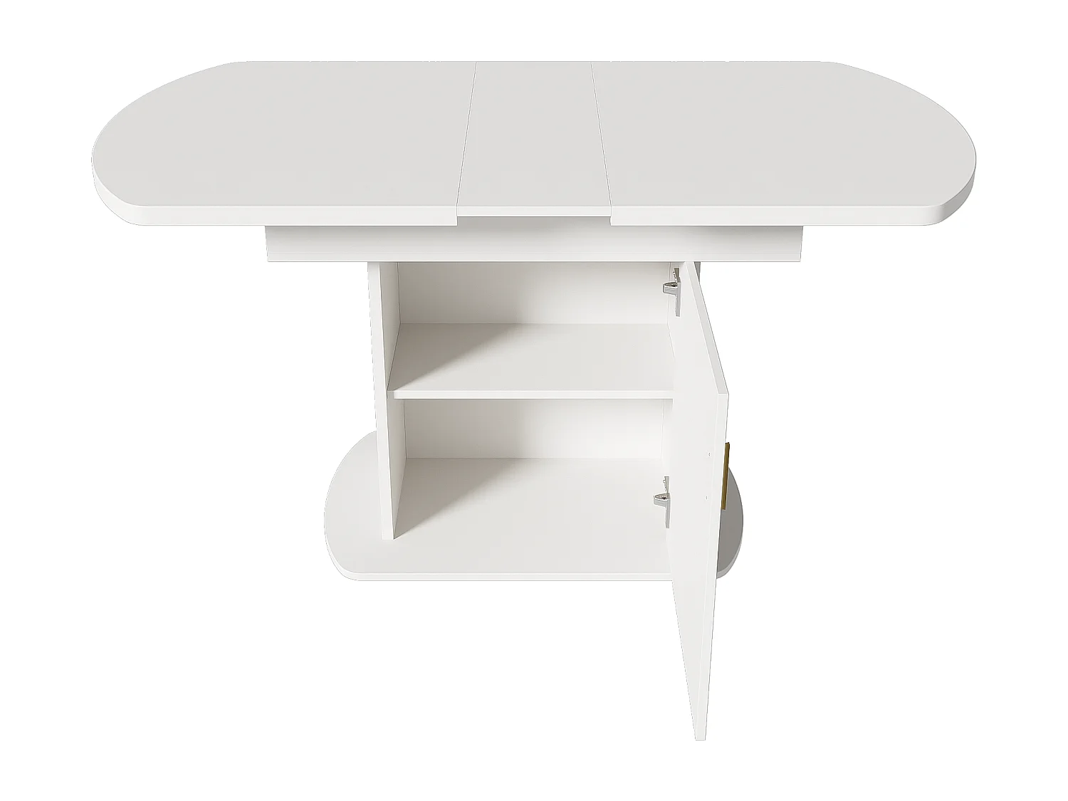 Table à Manger Extensible Ovale, avec rangement, design moderne, panneau de particules, blanc et doré, (L110/130xW70xH75 cm)