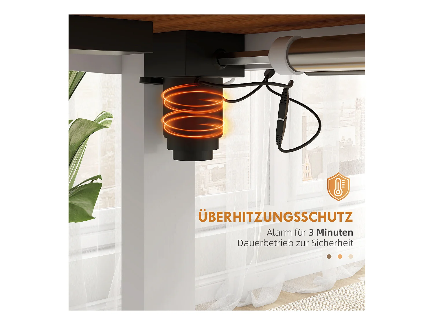 Elektrisch verstelbaar sta-bureau, 120x60 cm, natuurlijk hout, antibotsingssysteem en kabelorganizer (72-116 cm)