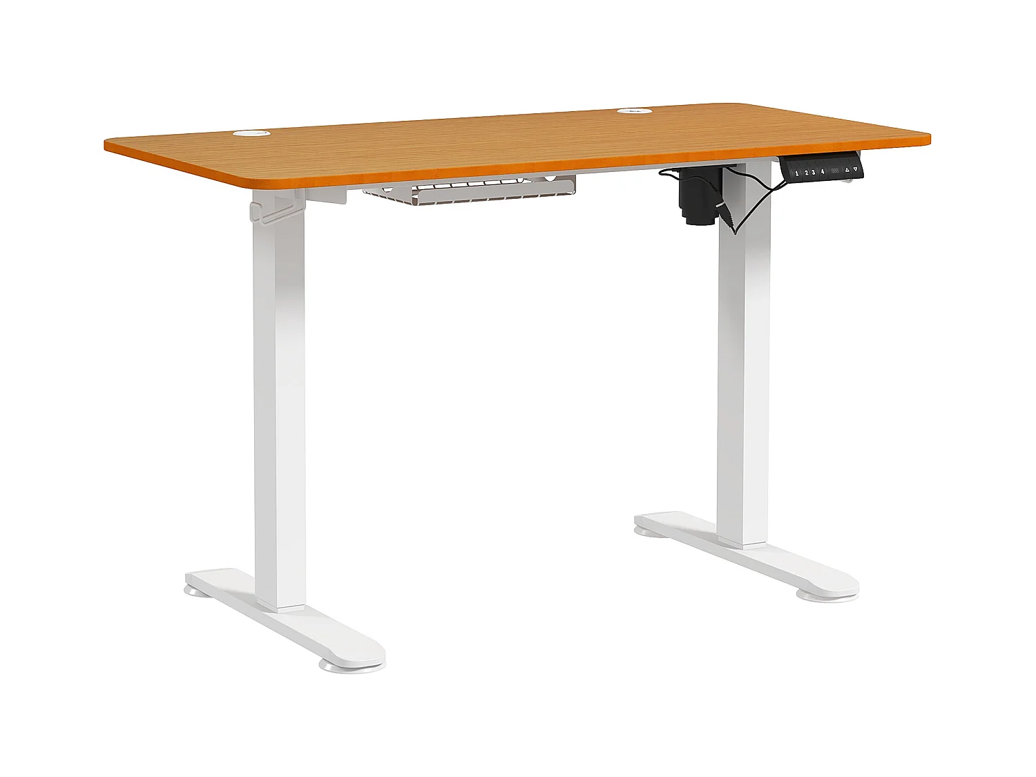 Bureau Debout Électrique Réglable, 120x60 cm, Bois Naturel, Système Anti-Collision et Câble Organisateur (72-116 cm)
