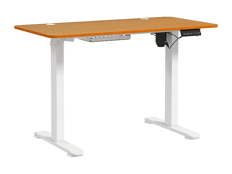 Elektrisch verstelbaar sta-bureau, 120x60 cm, natuurlijk hout, antibotsingssysteem en kabelorganizer (72-116 cm)