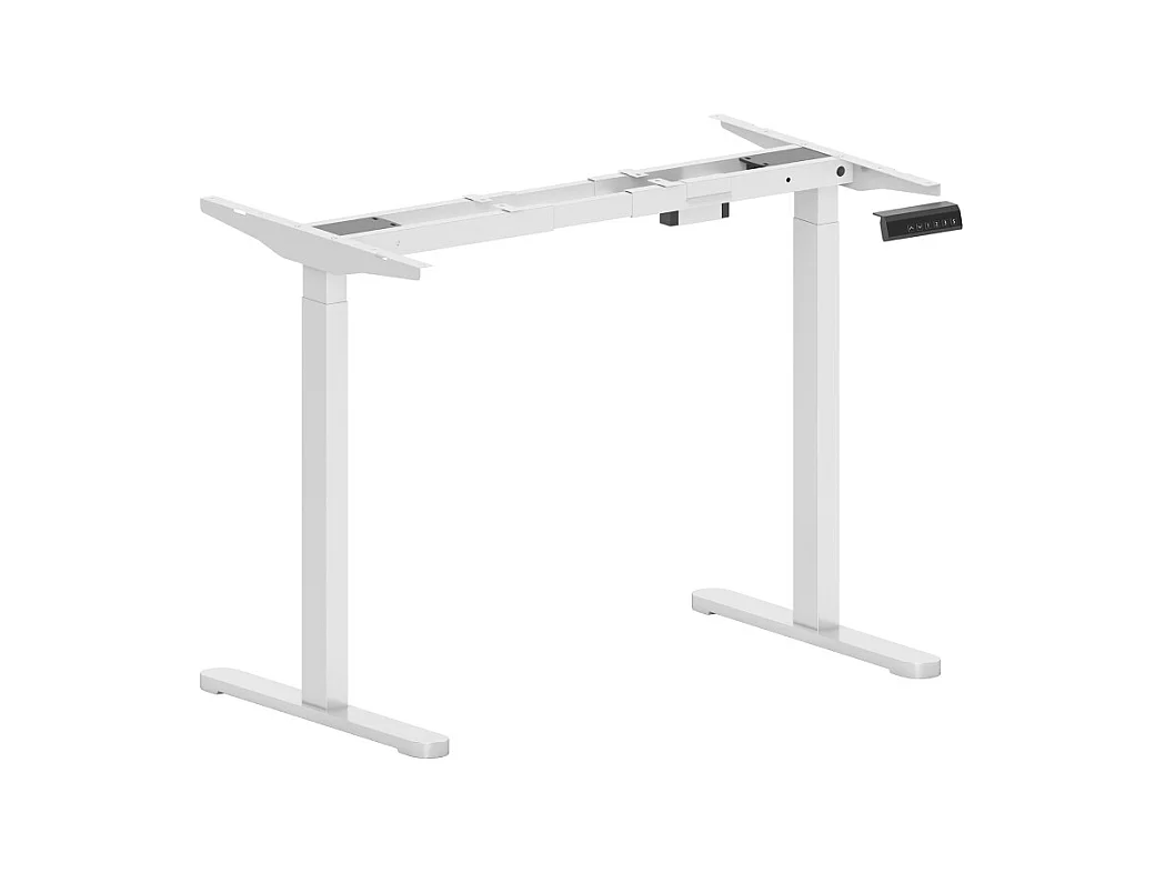Bureau réglable en hauteur électrique, cadre avec 2 moteurs et commande mémoire, métal, blanc (83x45x118 cm)
