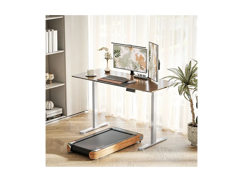 Bureau réglable en hauteur électrique, cadre avec 2 moteurs et commande mémoire, métal, blanc (83x45x118 cm)