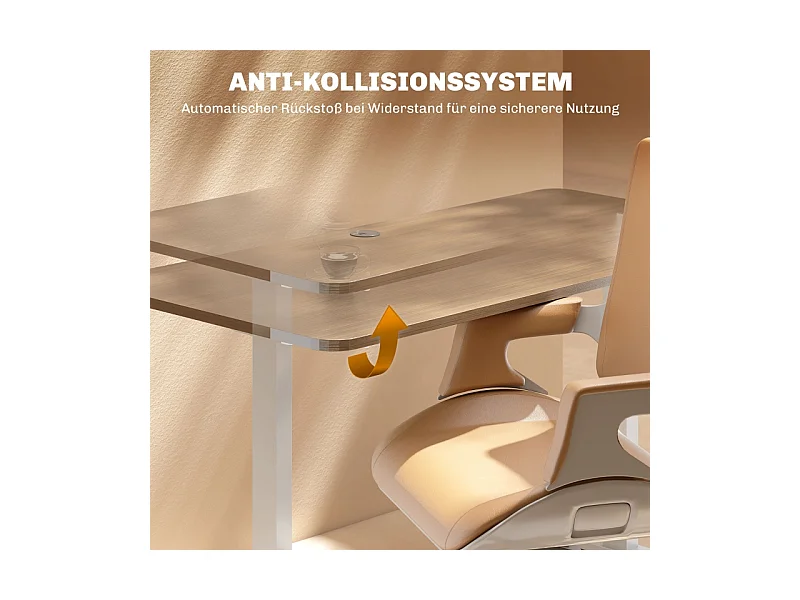 Bureau réglable en hauteur électrique, cadre avec 2 moteurs et commande mémoire, métal, blanc (83x45x118 cm)