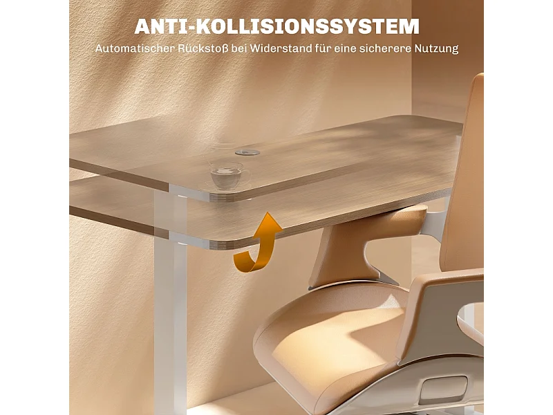 Bureau réglable en hauteur électrique, cadre avec 2 moteurs et commande mémoire, métal, blanc (83x45x118 cm)