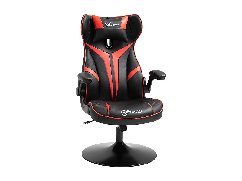 Silla gaming ergonómica con función balancín, acero, negro y rojo (67x75x106-112 cm)