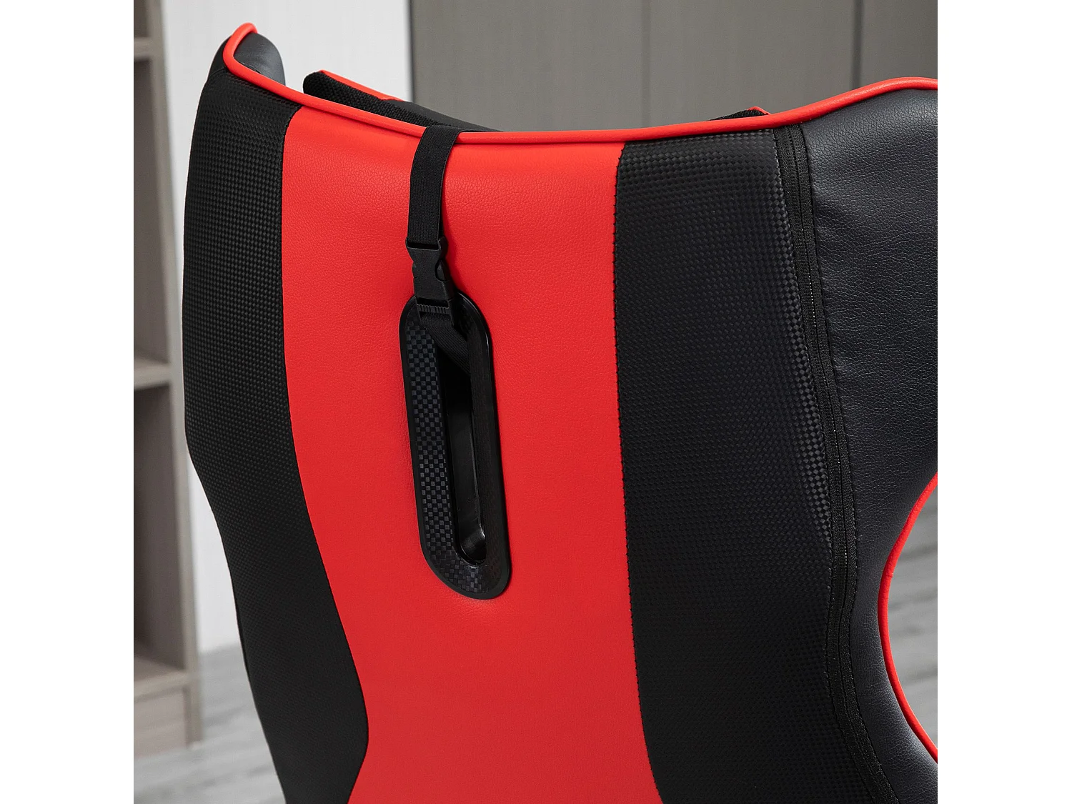 Ergonomische gaming stoel met schommelfunctie, staal, zwart en rood (67x75x106-112 cm)