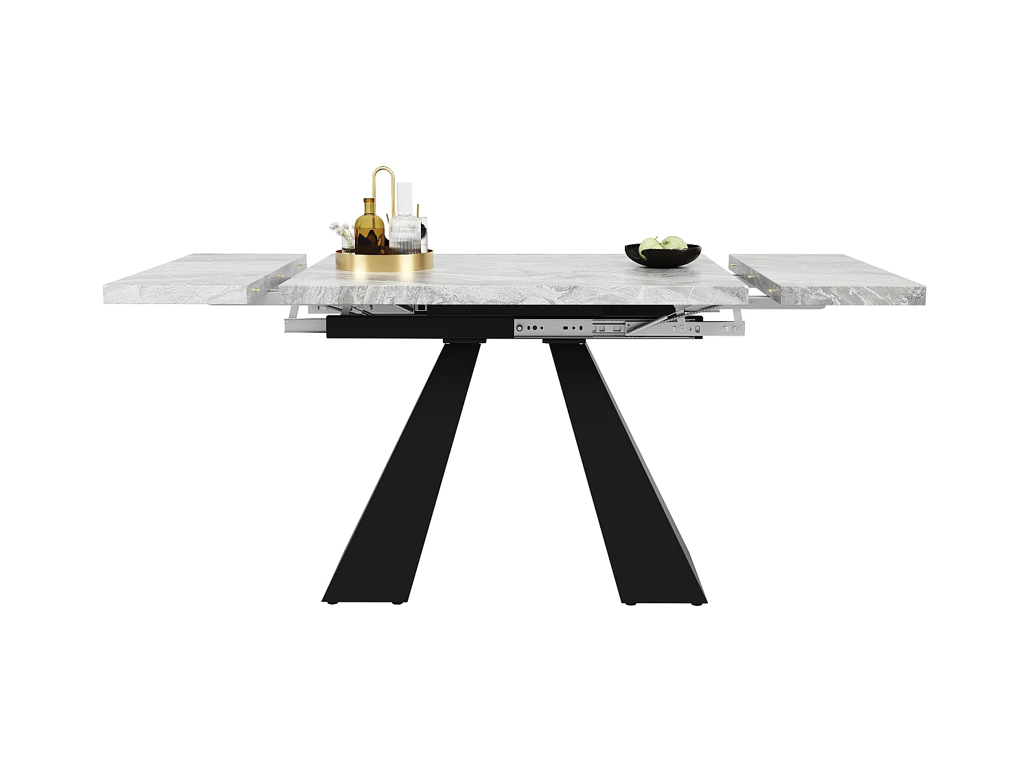 Table à manger extensible (99-159x74cm), design moderne, MDF, noir et gris (99-159x74x77 cm)