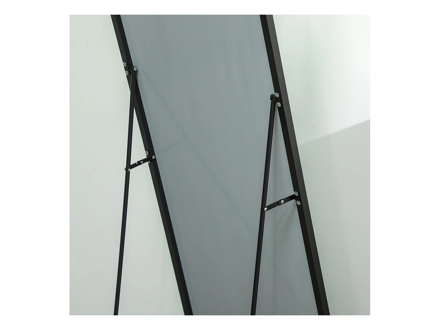 Miroir sur pied, cadre aluminium noir, polyvalent, design épuré (50x2x161.5cm)