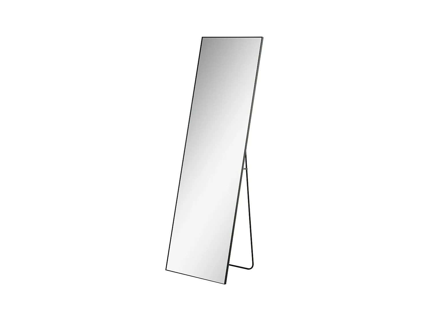 Miroir sur pied, cadre aluminium noir, polyvalent, design épuré (50x2x161.5cm)