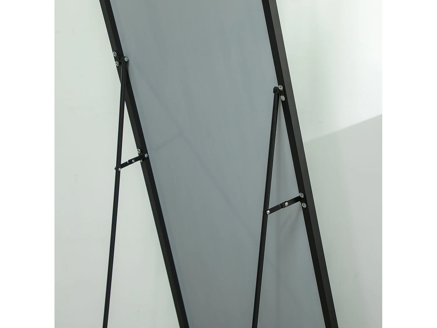 Miroir sur pied, cadre aluminium noir, polyvalent, design épuré (50x2x161.5cm)