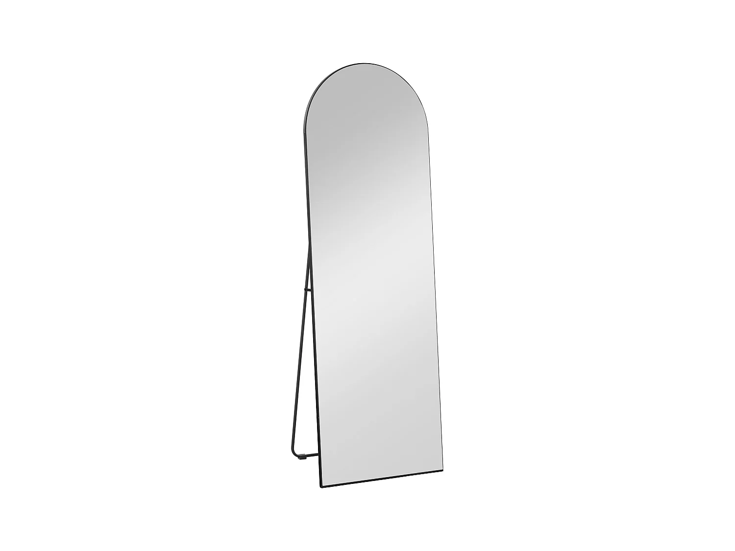 Miroir entier avec support, design arc, en verre, noir (150x50x3.6 cm)
