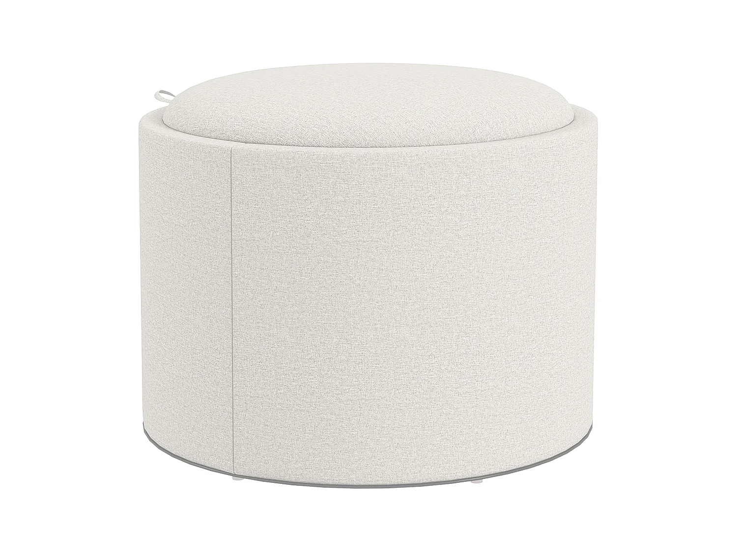 Pouf Rembourré Rond, Avec Rangement, Tissu Lin, Crème (56x56x42 cm)