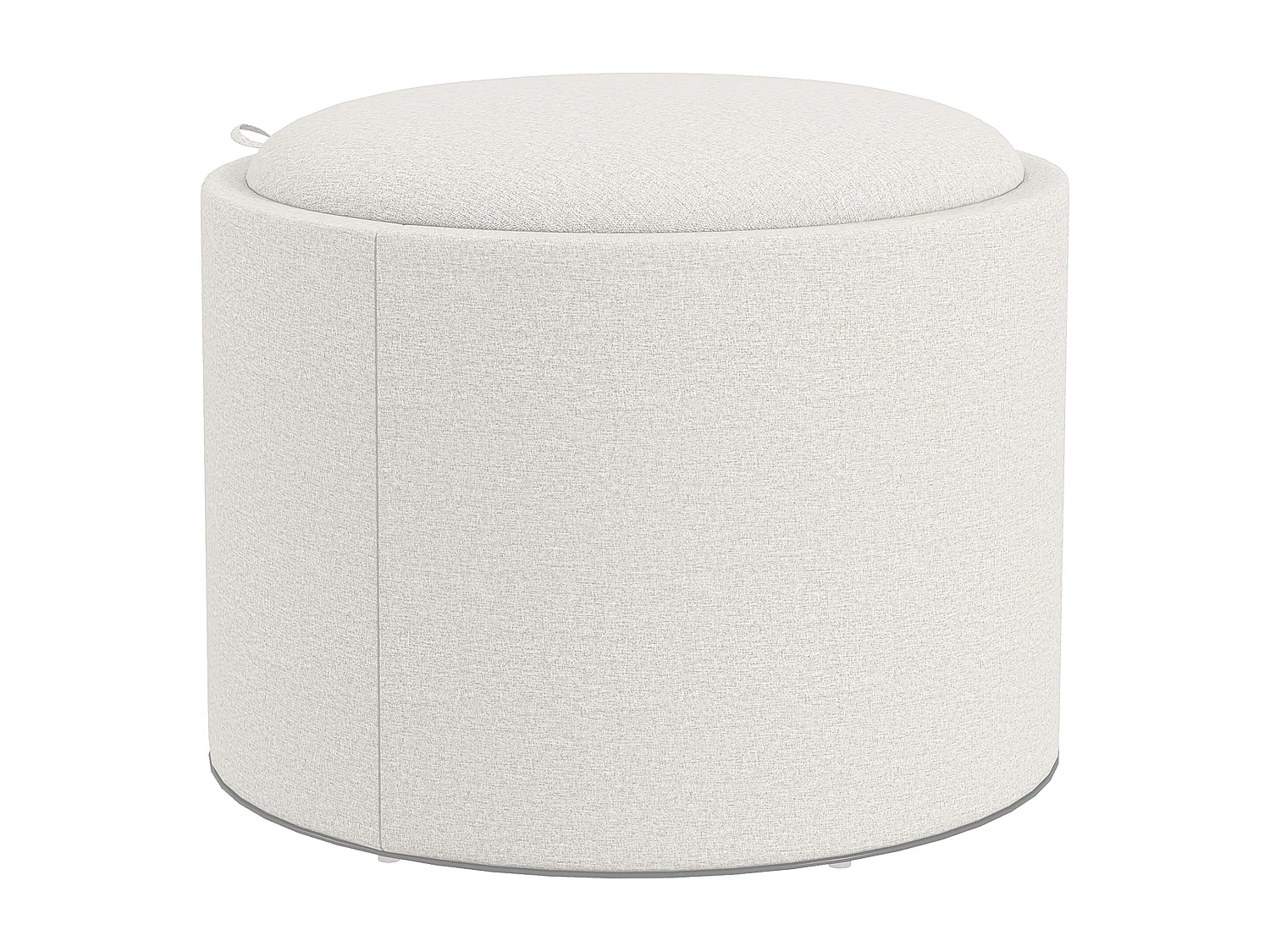 Pouf Rembourré Rond, Avec Rangement, Tissu Lin, Crème (56x56x42 cm)