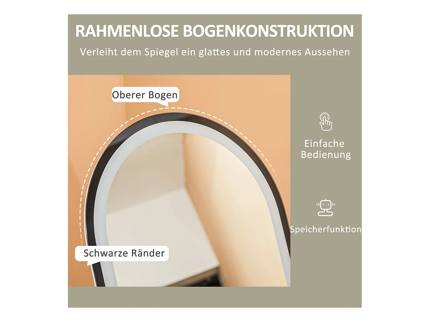 Miroir sur pied pleine longueur avec éclairage LED, 3 teintes, verre trempé, noir (150x40x3cm)