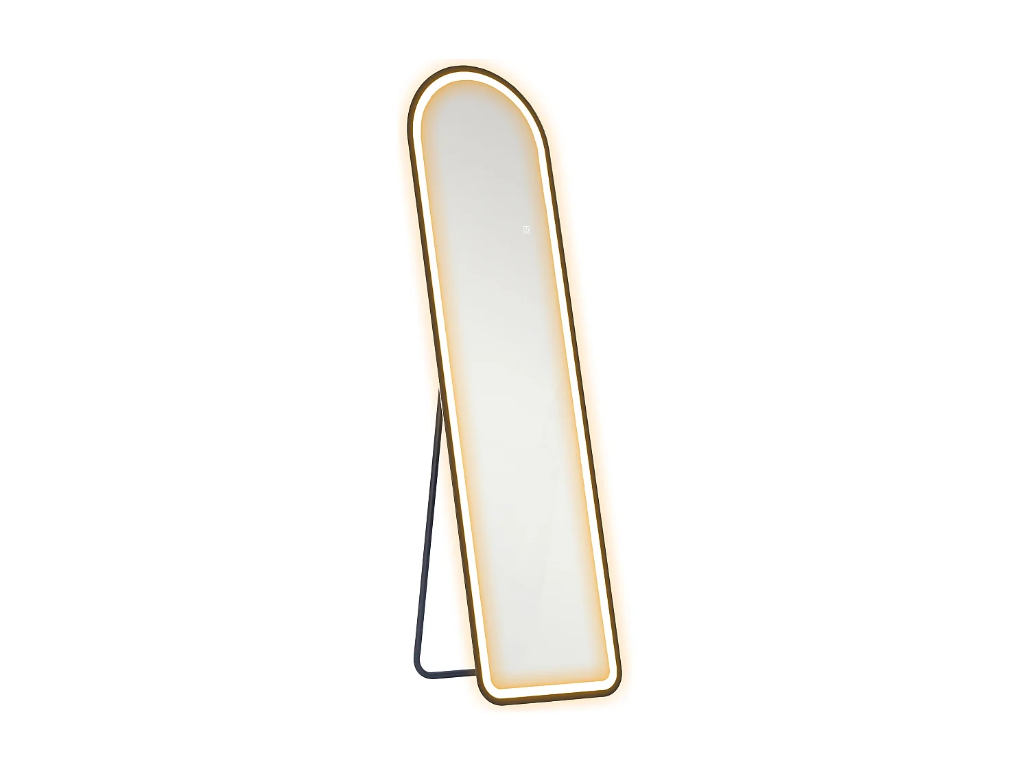 Specchio da terra a figura intera con illuminazione a LED, 3 paralumi, vetro temperato, nero (150x40x3cm)