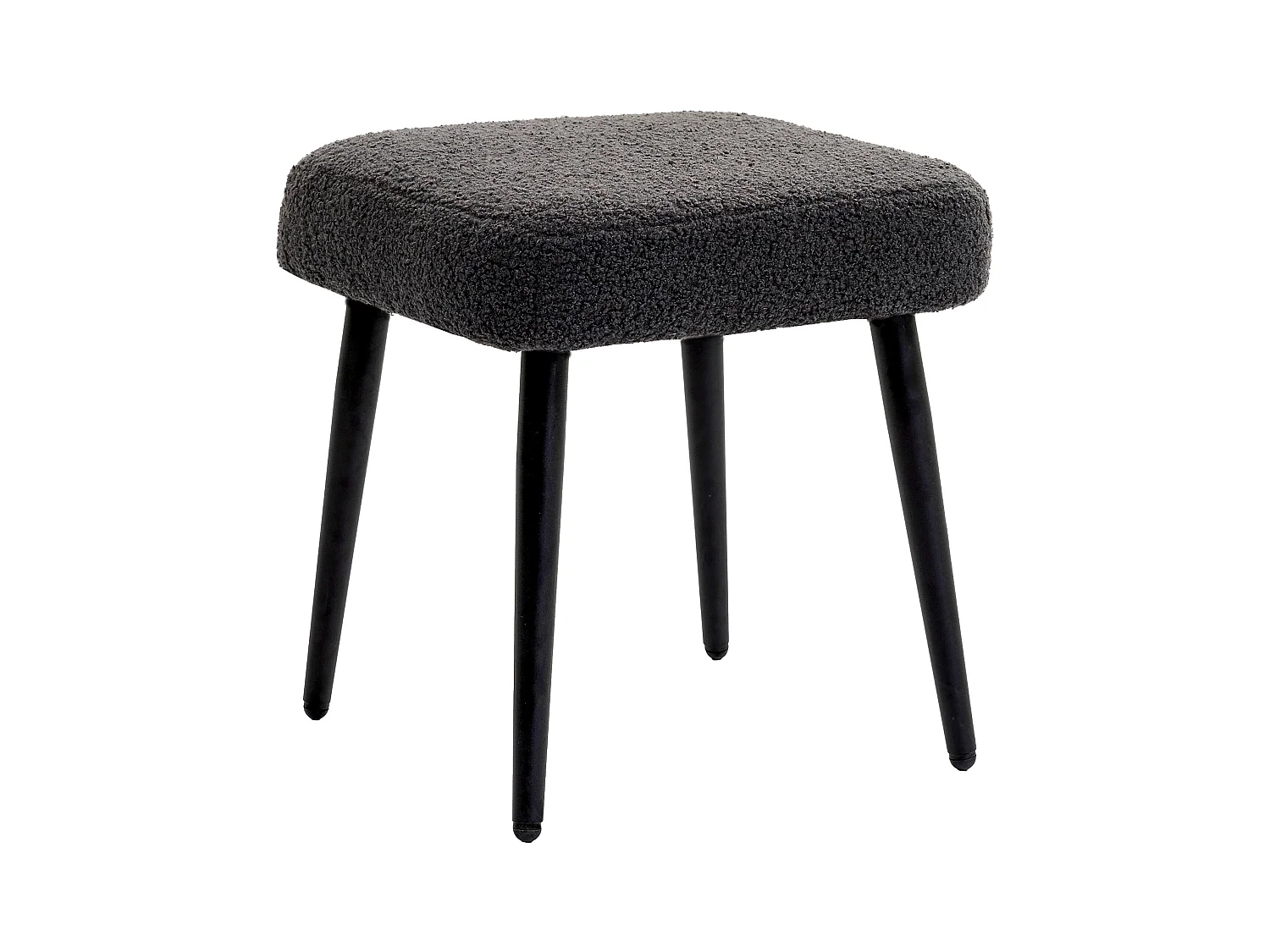 Pouf carré en tissu effet cachemire, pieds acier, gris foncé (42x42x47cm)