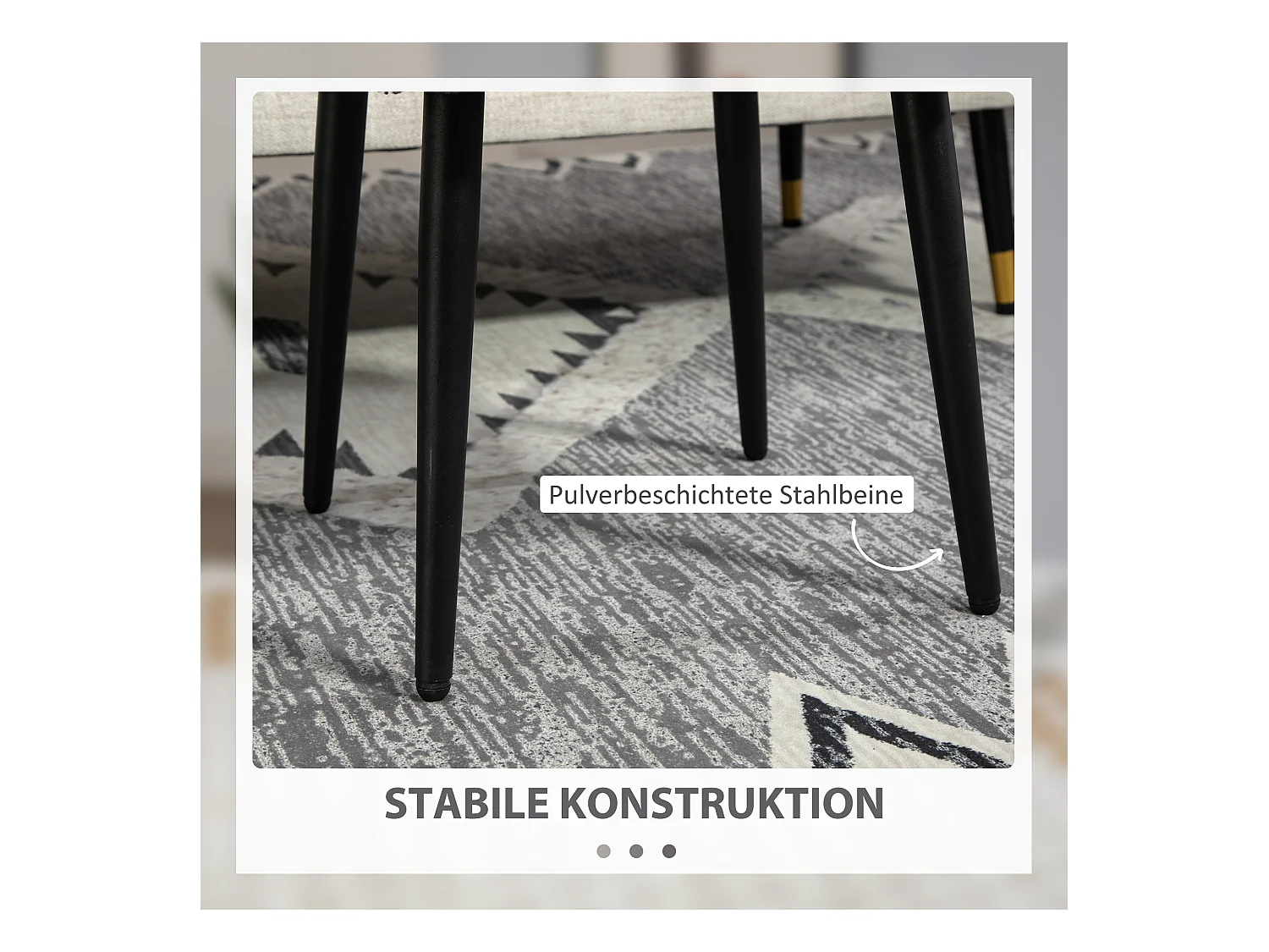 Pouf carré en tissu effet cachemire, pieds acier, gris foncé (42x42x47cm)