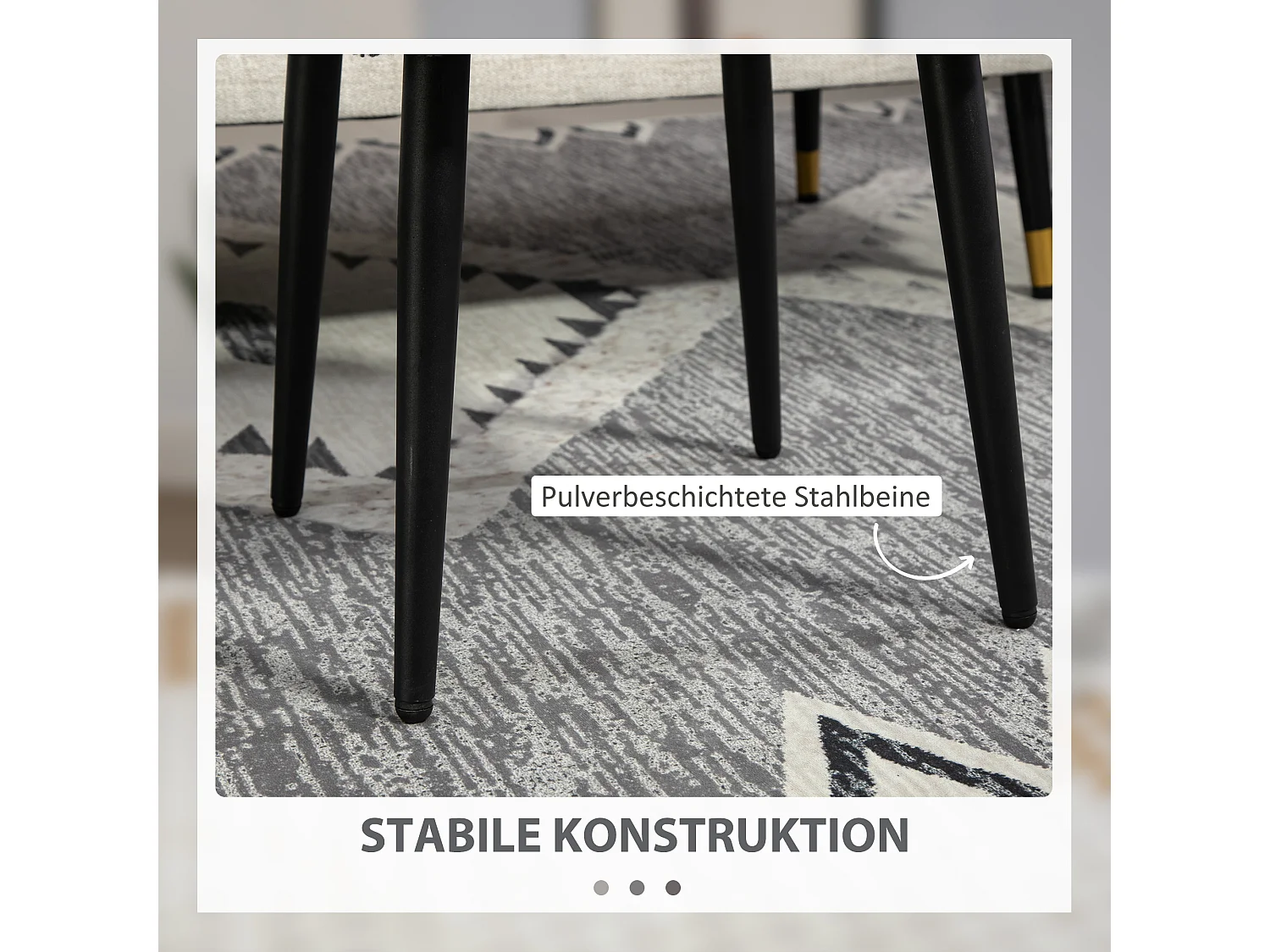 Pouf carré en tissu effet cachemire, pieds acier, gris foncé (42x42x47cm)