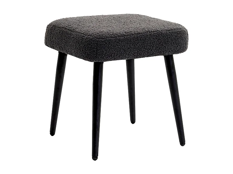 Pouf carré en tissu effet cachemire, pieds acier, gris foncé (42x42x47cm)