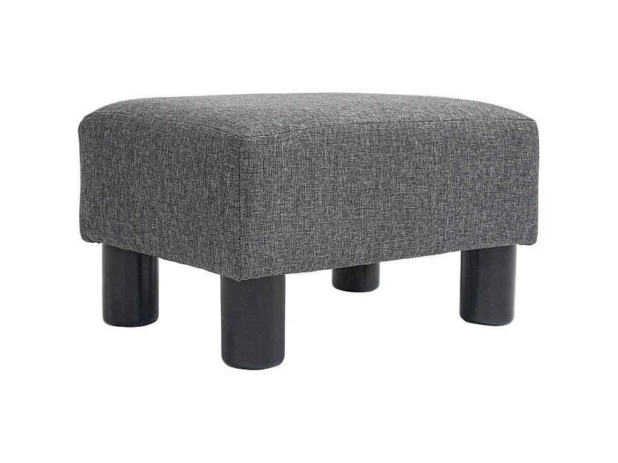 Moderner Pouf, Leinenbezug, Dekorativer Pouf mit Holzstruktur, Grau (40x30x24 cm)