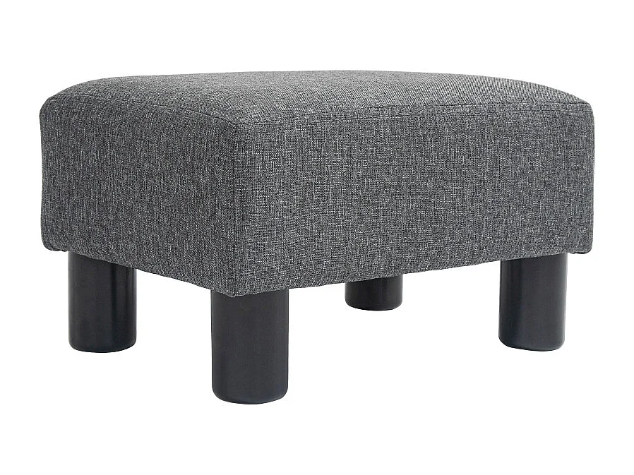 Moderner Pouf, Leinenbezug, Dekorativer Pouf mit Holzstruktur, Grau (40x30x24 cm)