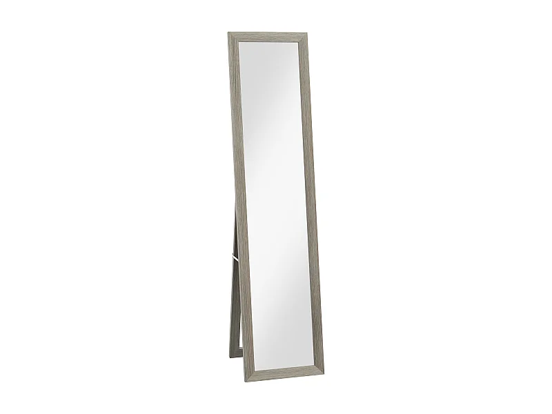 Specchio da terra a figura intera, cornice in MDF effetto legno, grigio alluminio (37x40x155cm)